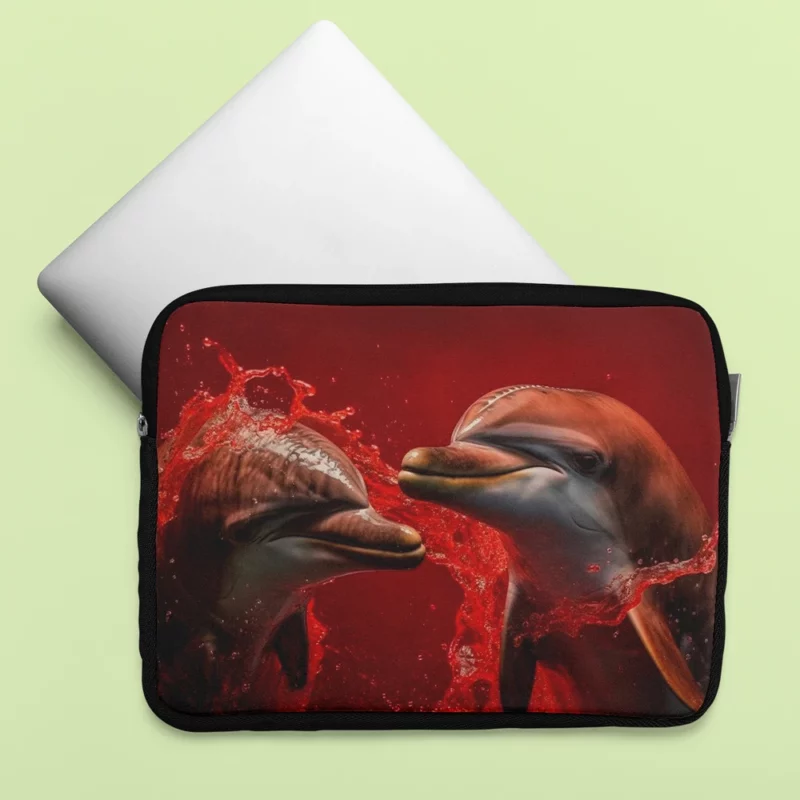 Dolphin on Red Background Laptop Sleeve