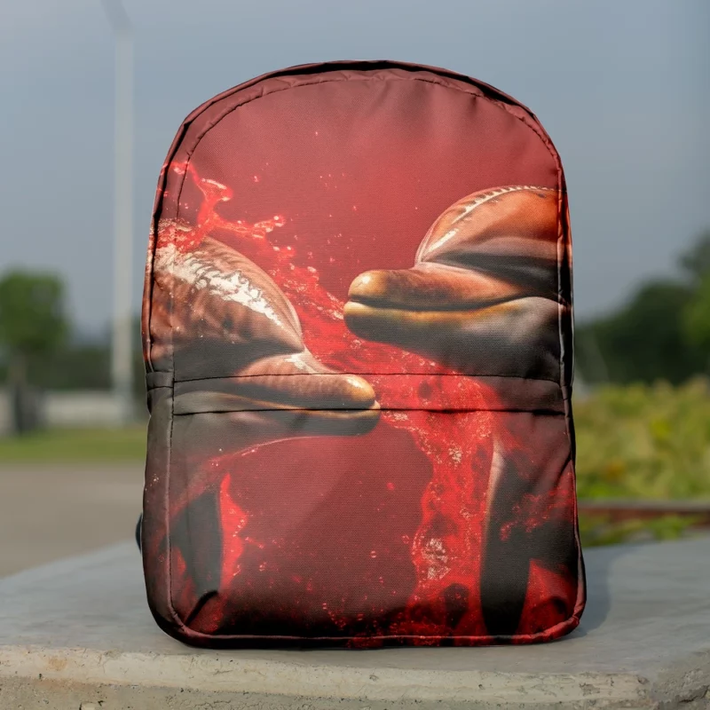 Dolphin on Red Background Minimalist Backpack