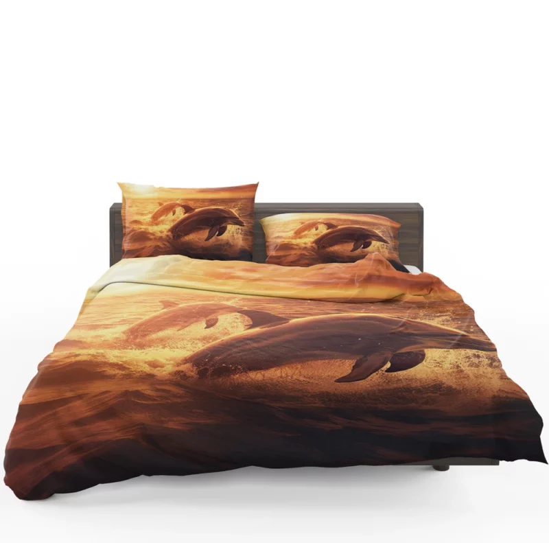 Dolphins Jumping at Sunrise Bedding Set 1