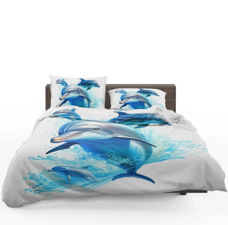 Dolphins Jumping from Ocean Bedding Set 1