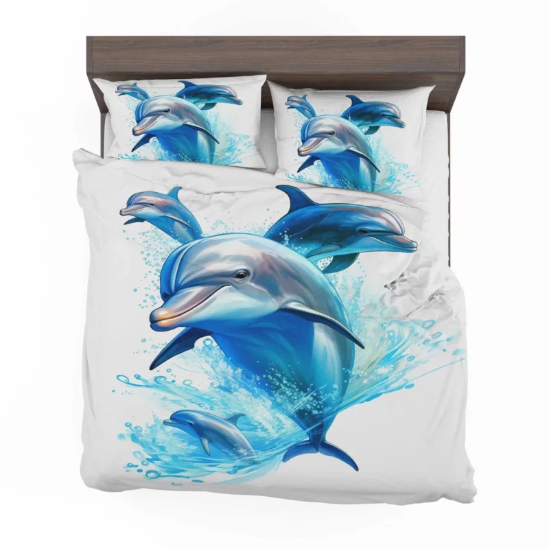 Dolphins Jumping from Ocean Bedding Set 2