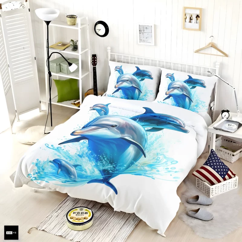 Dolphins Jumping from Ocean Bedding Set