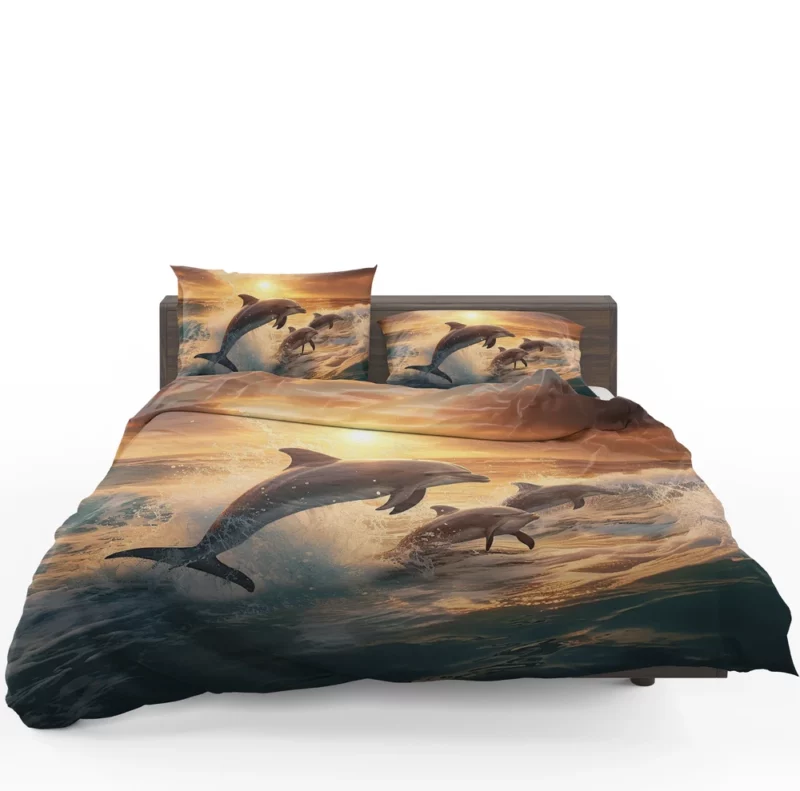 Dolphins Jumping in Blue Waters Bedding Set 1