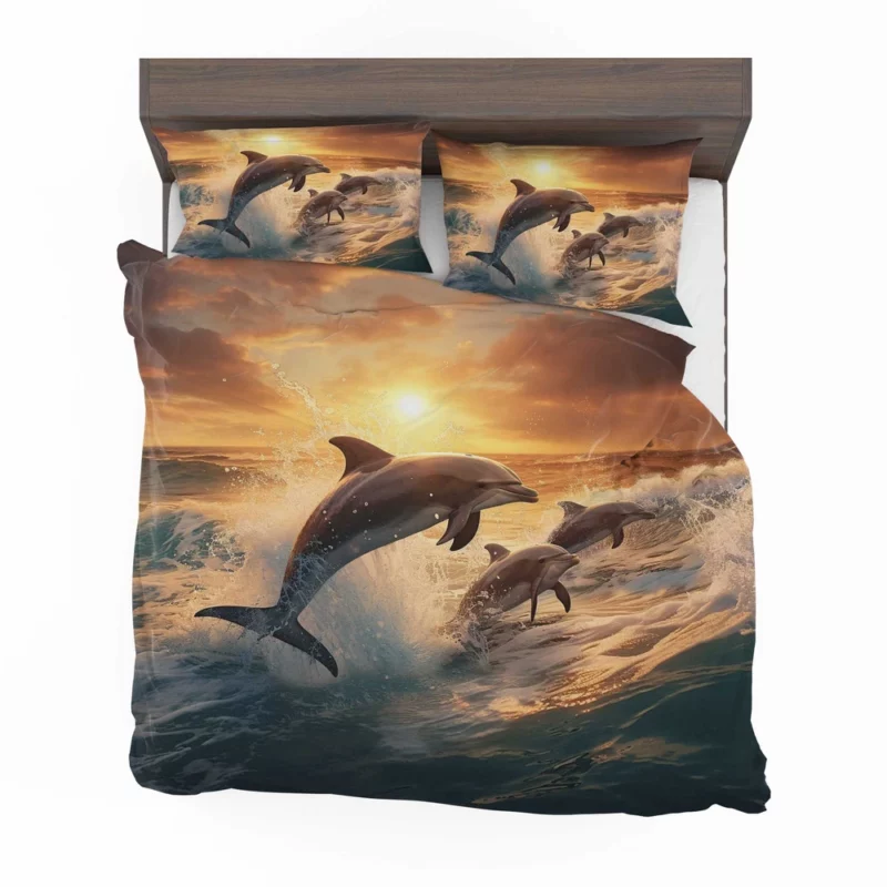 Dolphins Jumping in Blue Waters Bedding Set 2