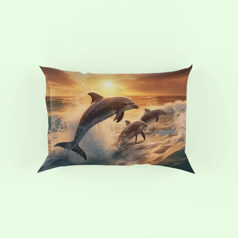 Dolphins Jumping in Blue Waters Pillow Case