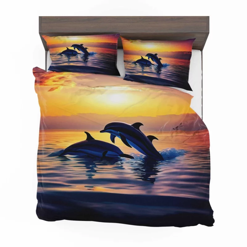 Dolphins Swimming at Sunrise Bedding Set 2