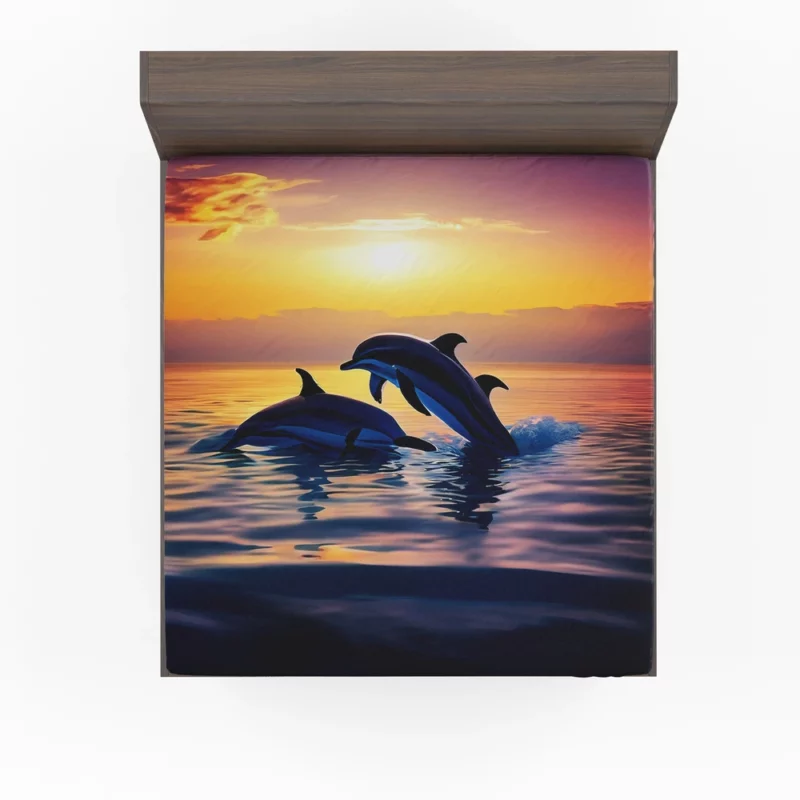 Dolphins Swimming at Sunrise Fitted Sheet