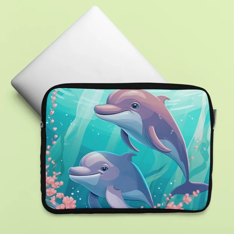 Dolphins and Flowers Artwork Laptop Sleeve