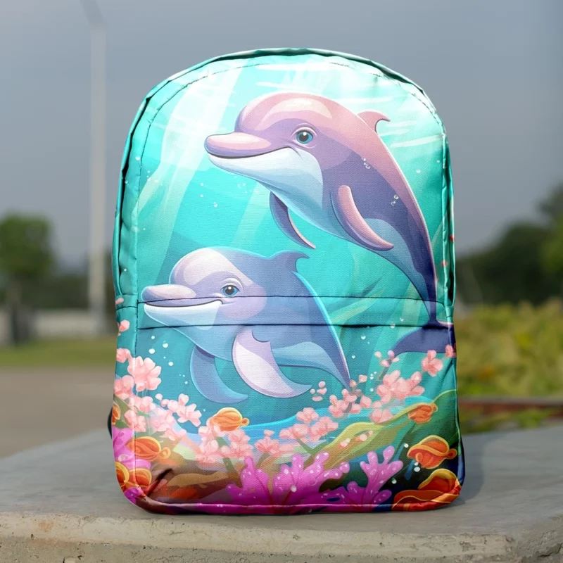 Dolphins and Flowers Artwork Minimalist Backpack