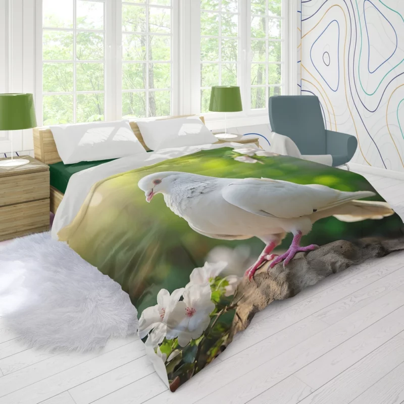 Dove Among Plants and Stone Duvet Cover