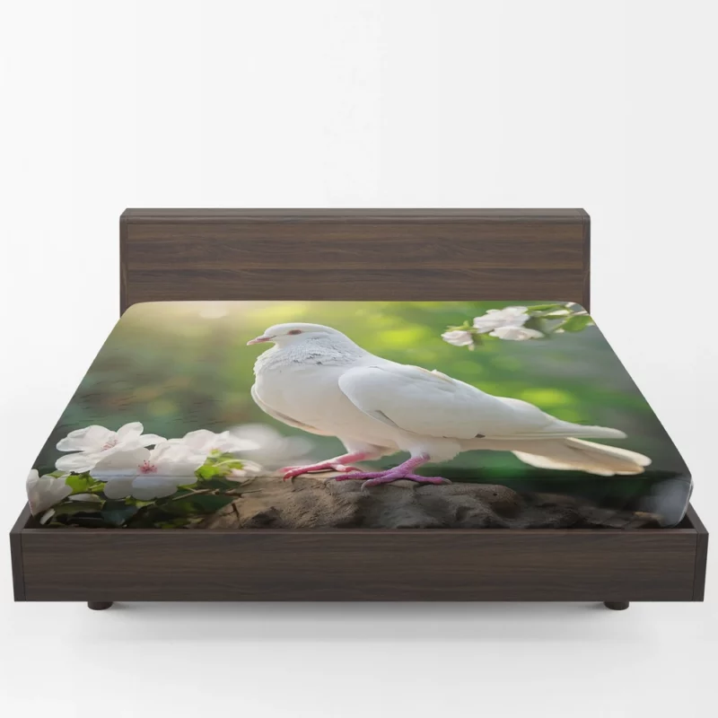 Dove Among Plants and Stone Fitted Sheet 1