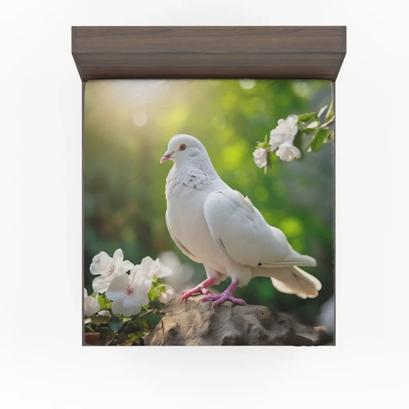 Dove Among Plants and Stone Fitted Sheet