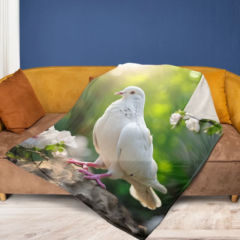 Dove Among Plants and Stone Fleece Blanket 1