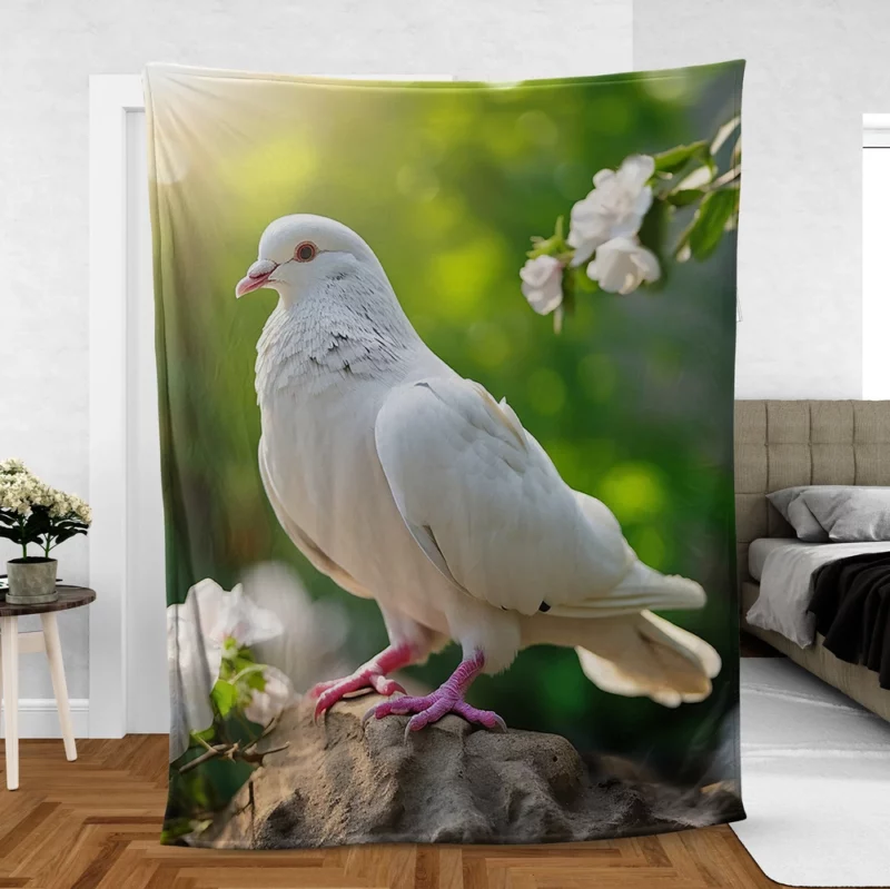 Dove Among Plants and Stone Fleece Blanket