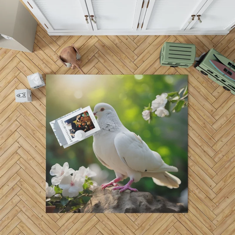 Dove Among Plants and Stone Rug