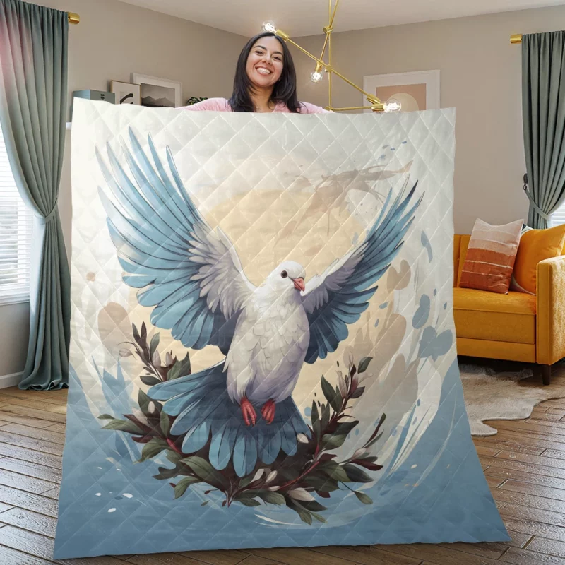 Dove Cartoon Logo Quilt Blanket