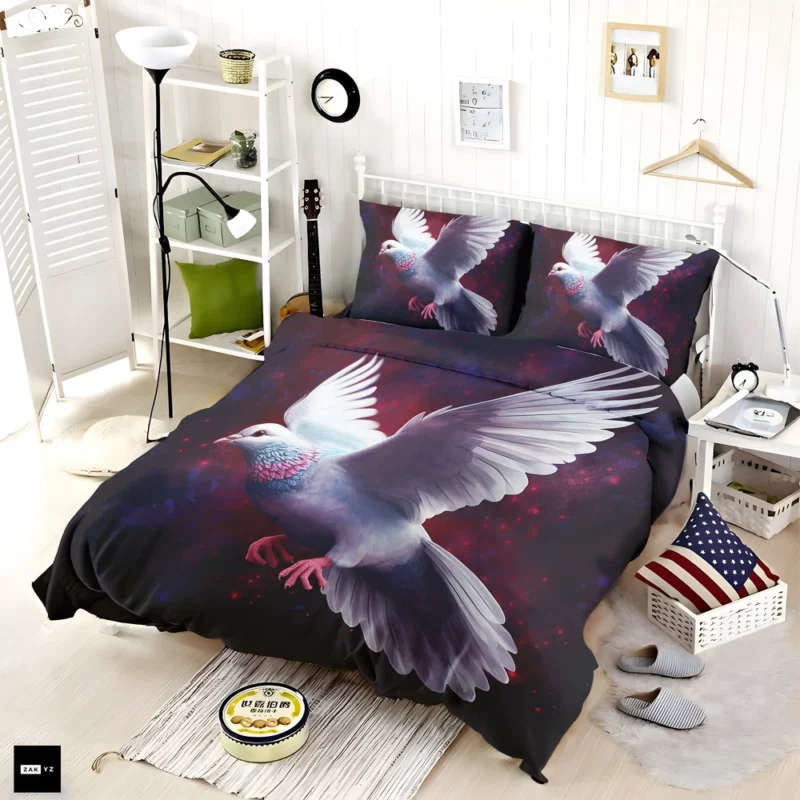 Dove Flying in Painted Sky Bedding Set