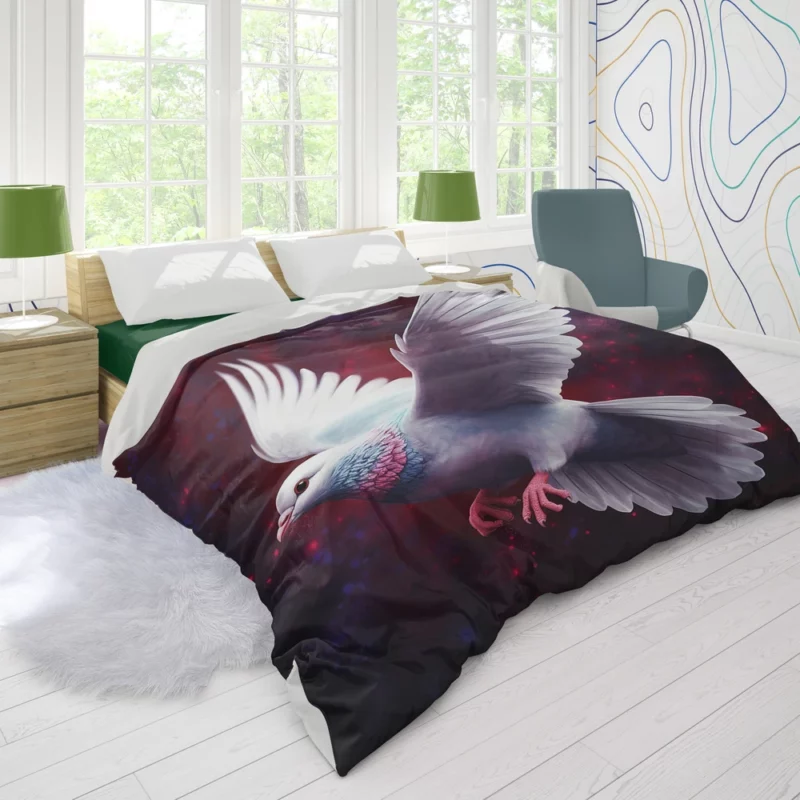 Dove Flying in Painted Sky Duvet Cover