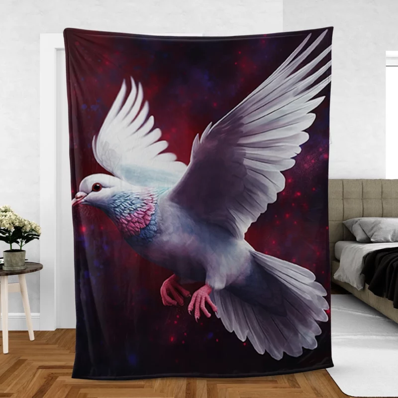 Dove Flying in Painted Sky Fleece Blanket