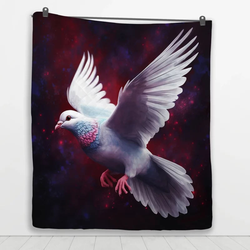 Dove Flying in Painted Sky Quilt Blanket 1