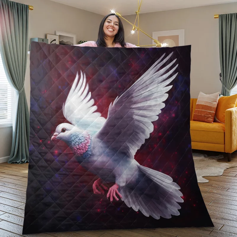 Dove Flying in Painted Sky Quilt Blanket