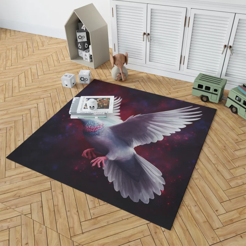 Dove Flying in Painted Sky Rug 1