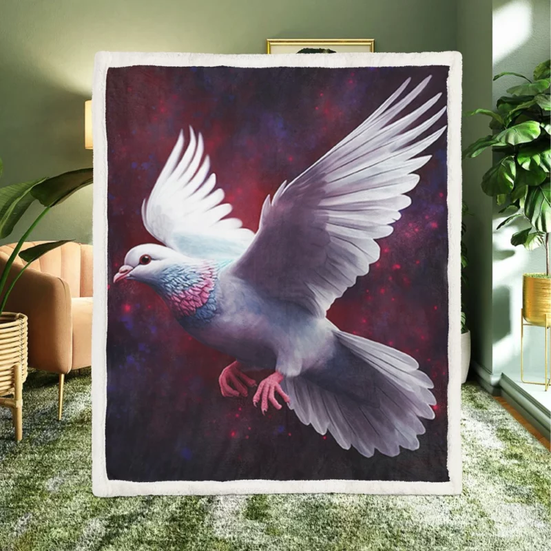 Dove Flying in Painted Sky Sherpa Fleece Blanket