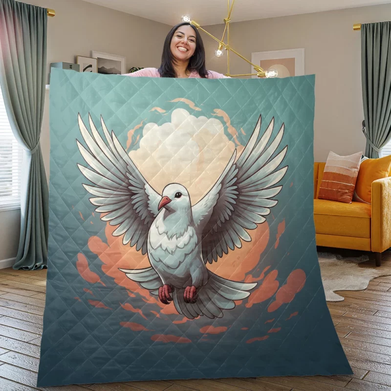 Dove Icon Design Quilt Blanket