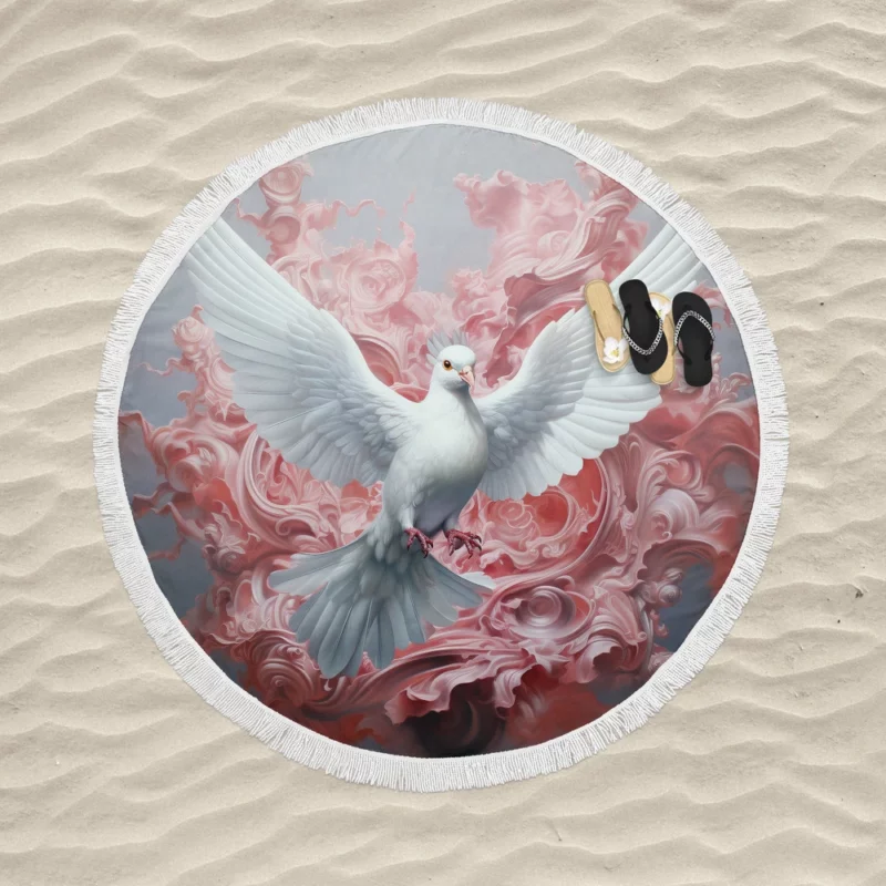 Dove Sky Painting Round Beach Towel