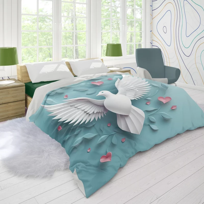 Dove With Heart Light Effect Duvet Cover