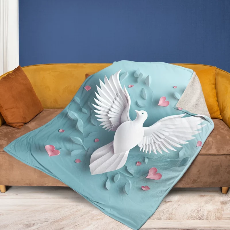 Dove With Heart Light Effect Fleece Blanket 1