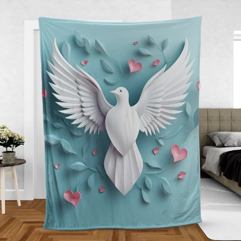 Dove With Heart Light Effect Fleece Blanket