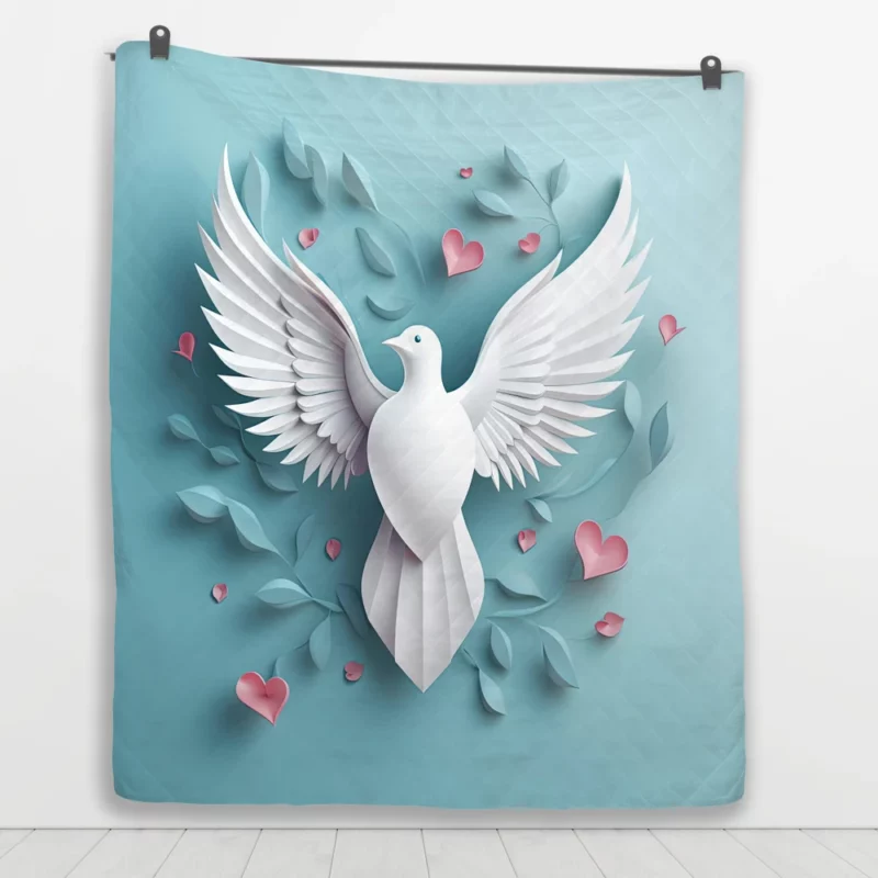 Dove With Heart Light Effect Quilt Blanket 1