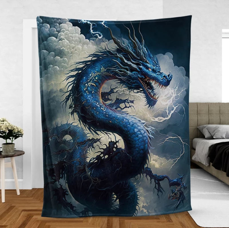 Dragon Breathing Lightning Fleece Blanket