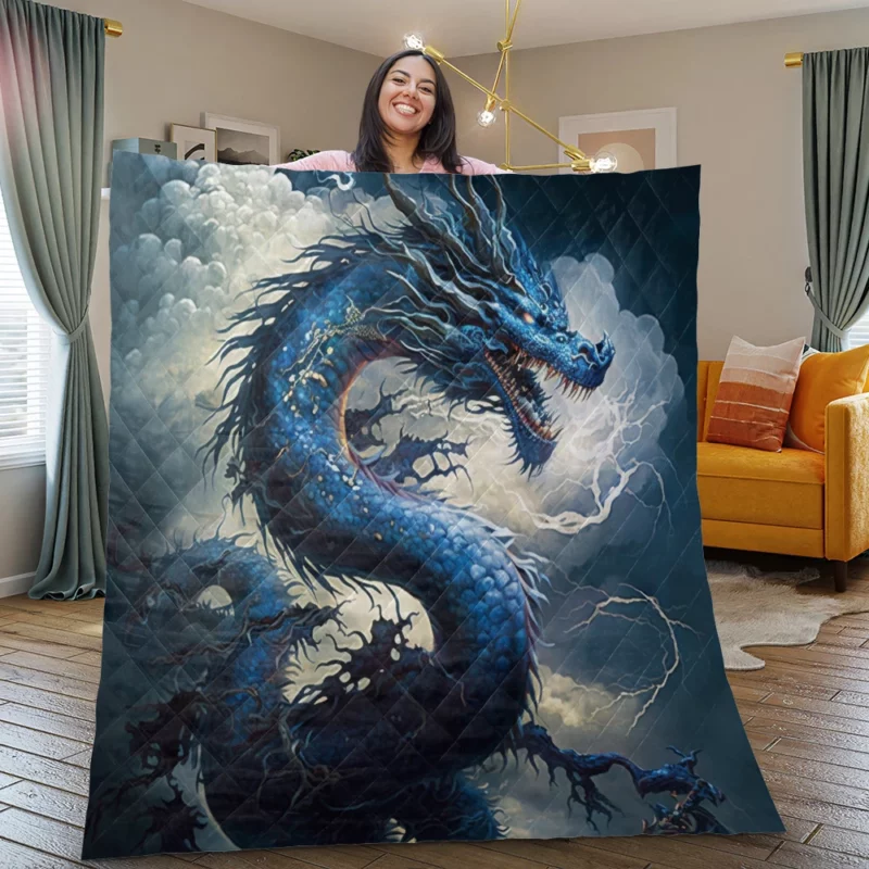 Dragon Breathing Lightning Quilt Blanket