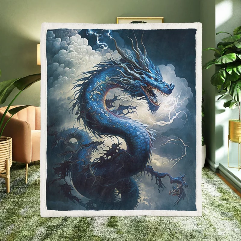 Dragon Breathing Lightning Sherpa Fleece Blanket