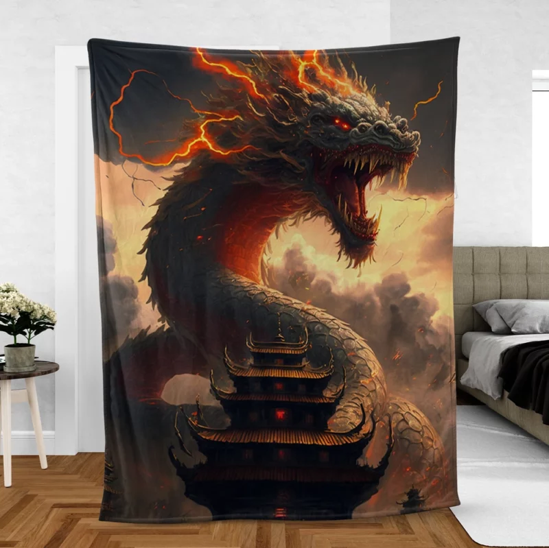 Dragon Creature Close-Up Fleece Blanket