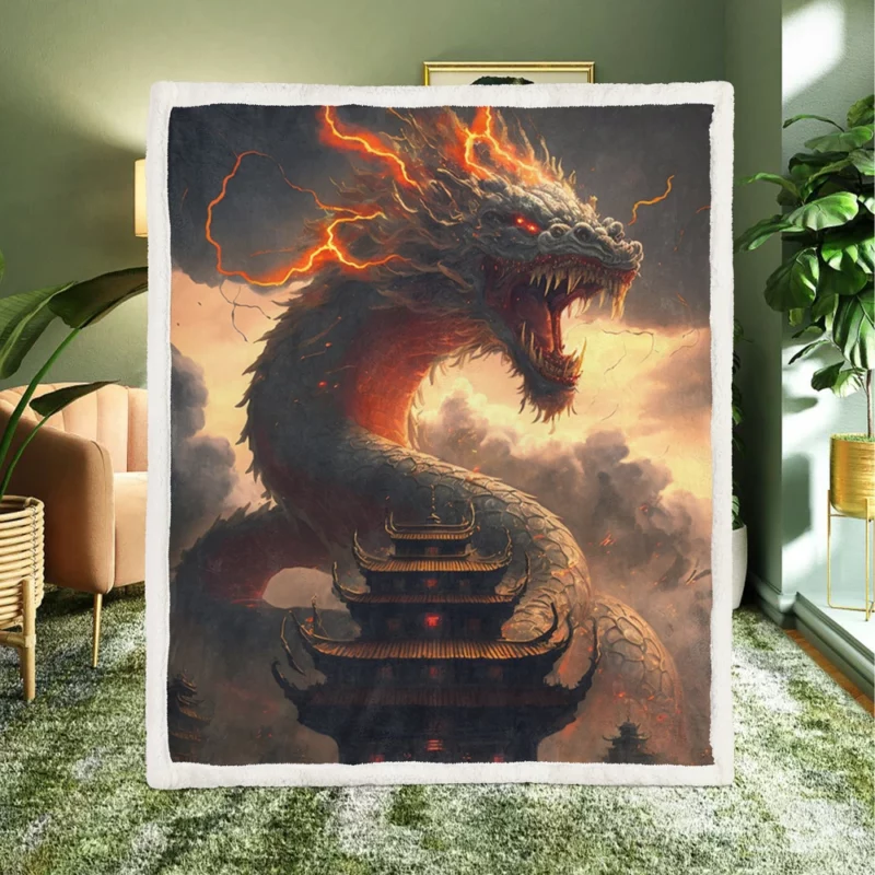 Dragon Creature Close-Up Sherpa Fleece Blanket