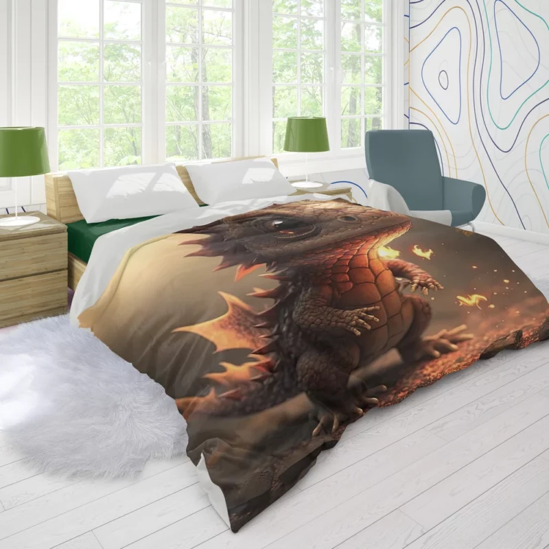 Dragon Preparing Fire Breath Duvet Cover