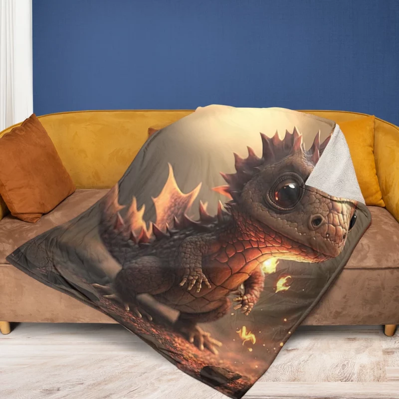 Dragon Preparing Fire Breath Fleece Blanket 1