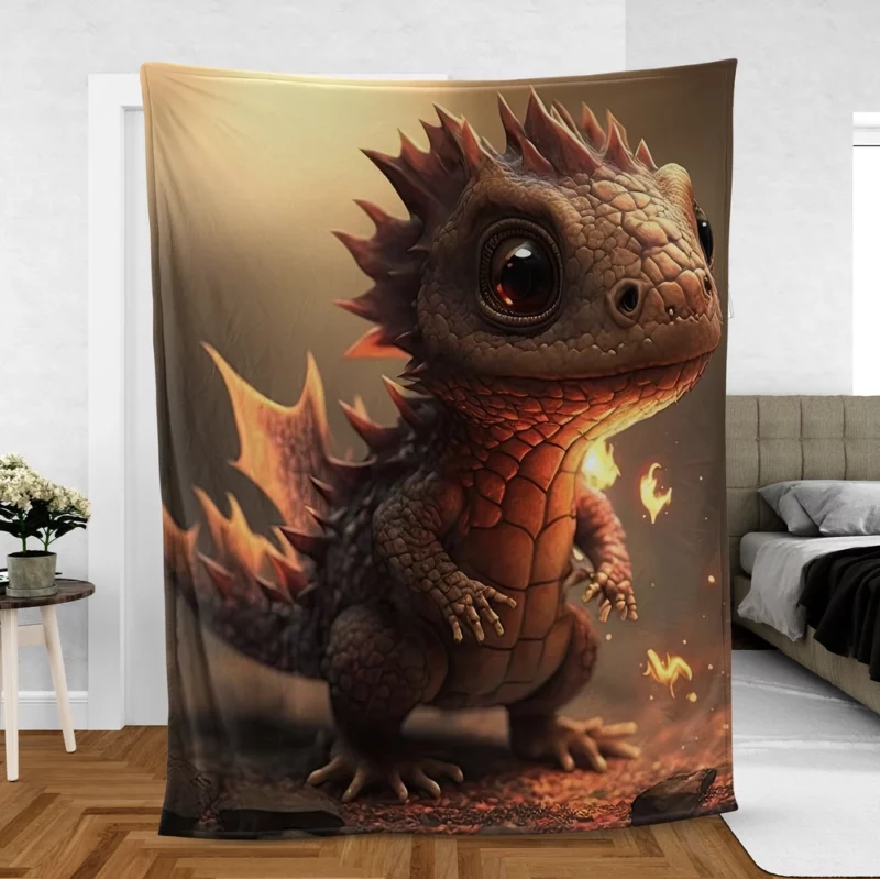 Dragon Preparing Fire Breath Fleece Blanket