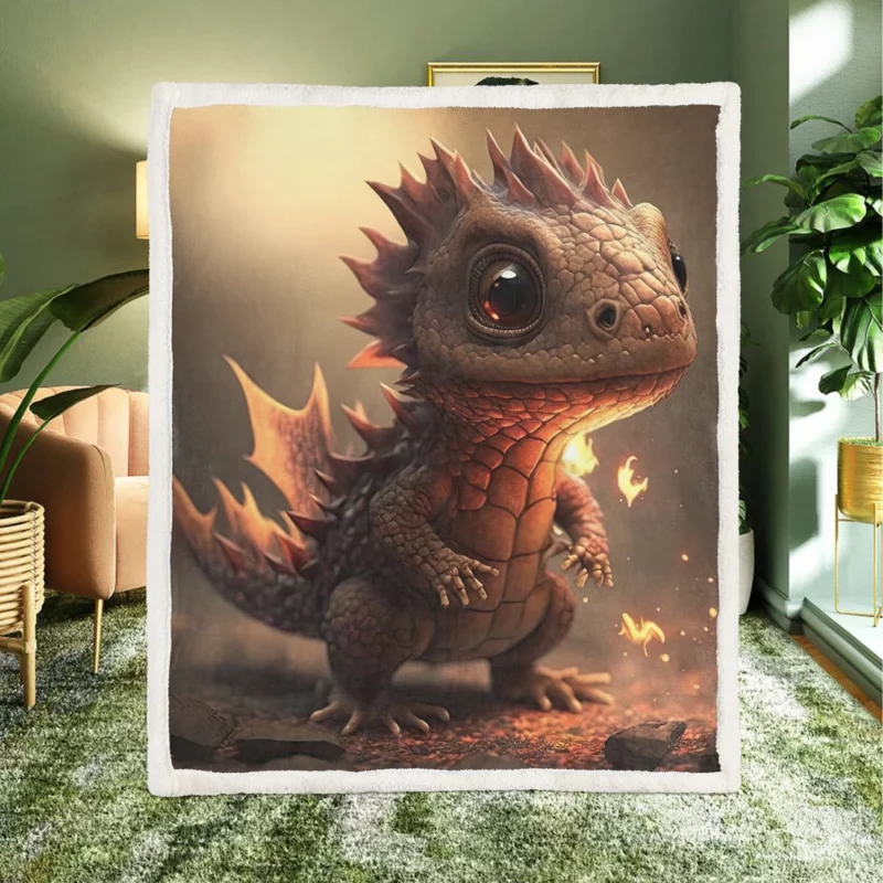 Dragon Preparing Fire Breath Sherpa Fleece Blanket