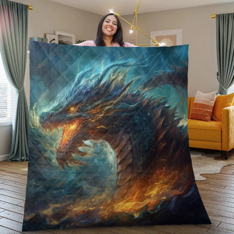 Dragon Spirit Encounter Quilt Blanket