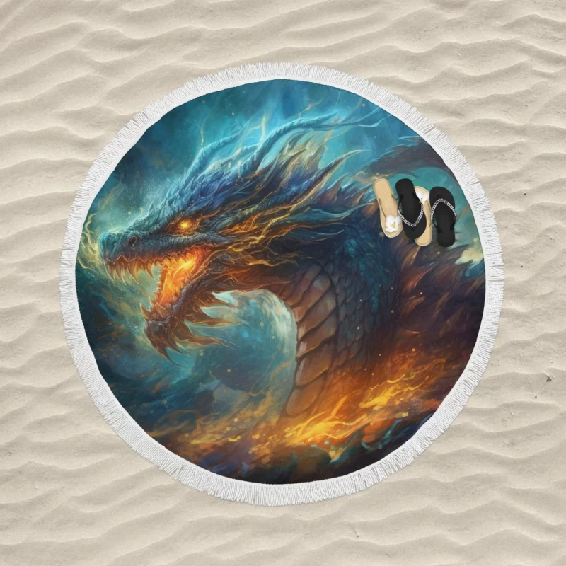 Dragon Spirit Encounter Round Beach Towel