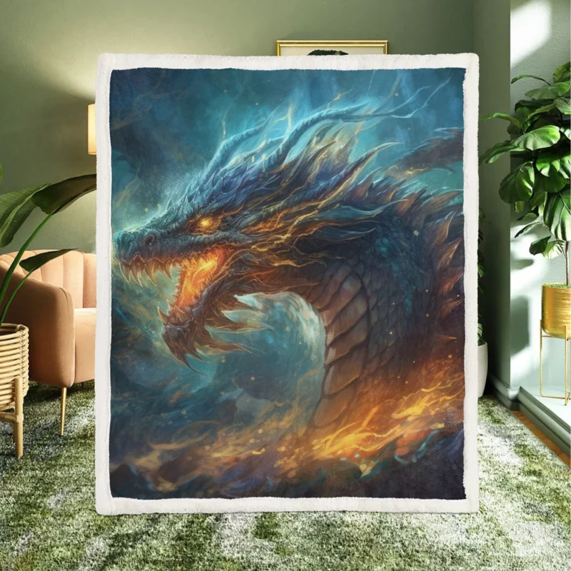 Dragon Spirit Encounter Sherpa Fleece Blanket