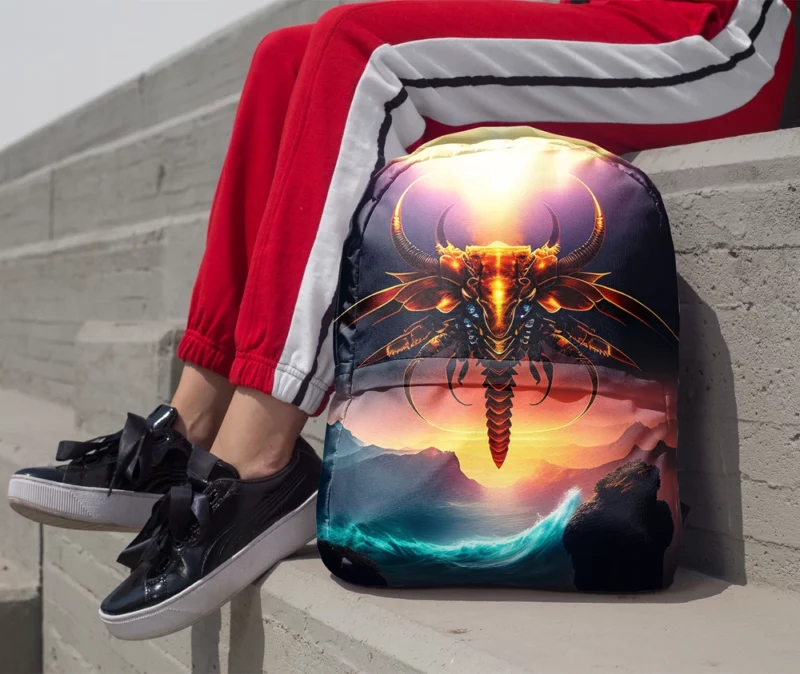 Dragon With Halo Painting Minimalist Backpack 1