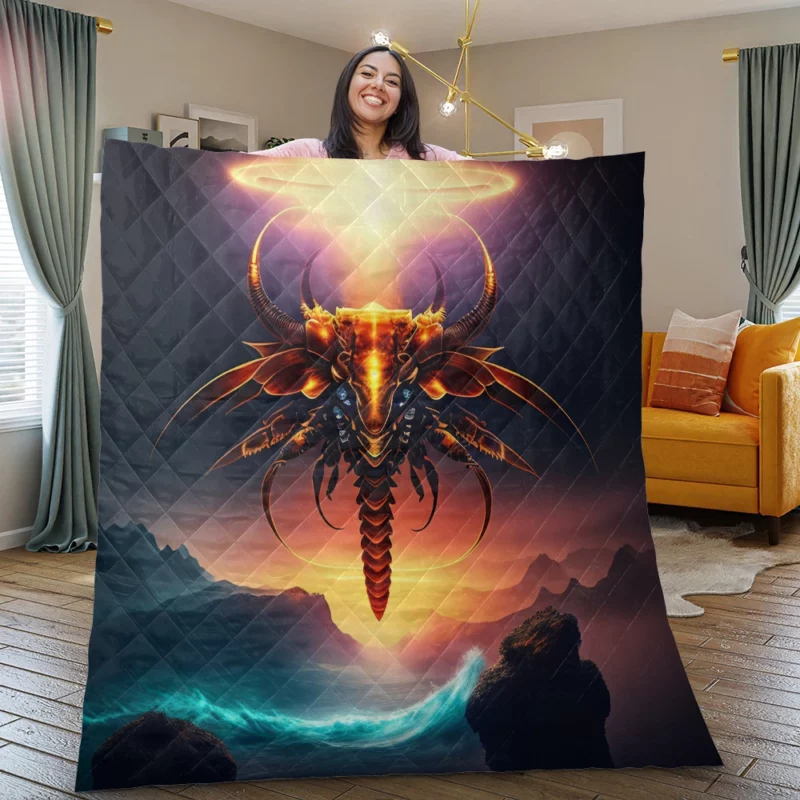 Dragon With Halo Painting Quilt Blanket