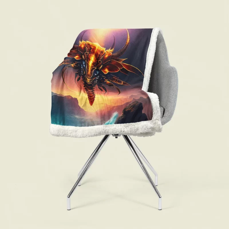 Dragon With Halo Painting Sherpa Fleece Blanket 1