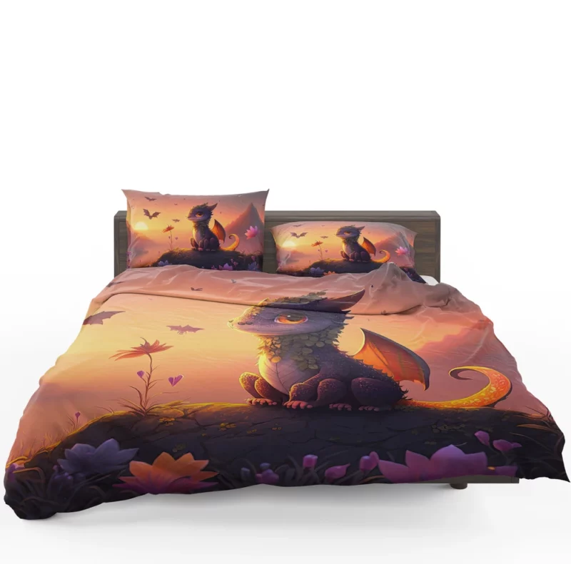 Dragon at Magical Sunrise Bedding Set 1