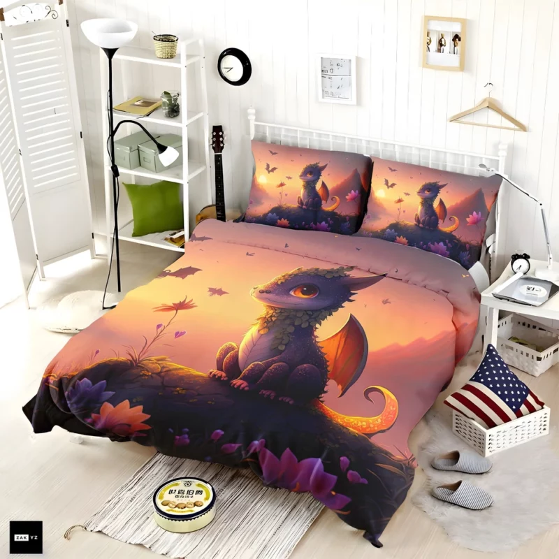 Dragon at Magical Sunrise Bedding Set